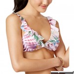 Bar III Womens Palm Reader Printed Ruffled Bikini Top Pink M  B07BNWDHK4